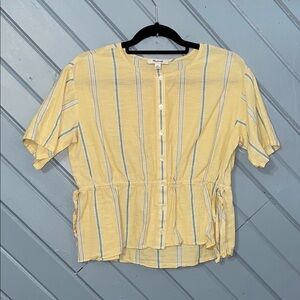Madewell Drawstring-Waist Shirt in Atlantic Yellow Stripe